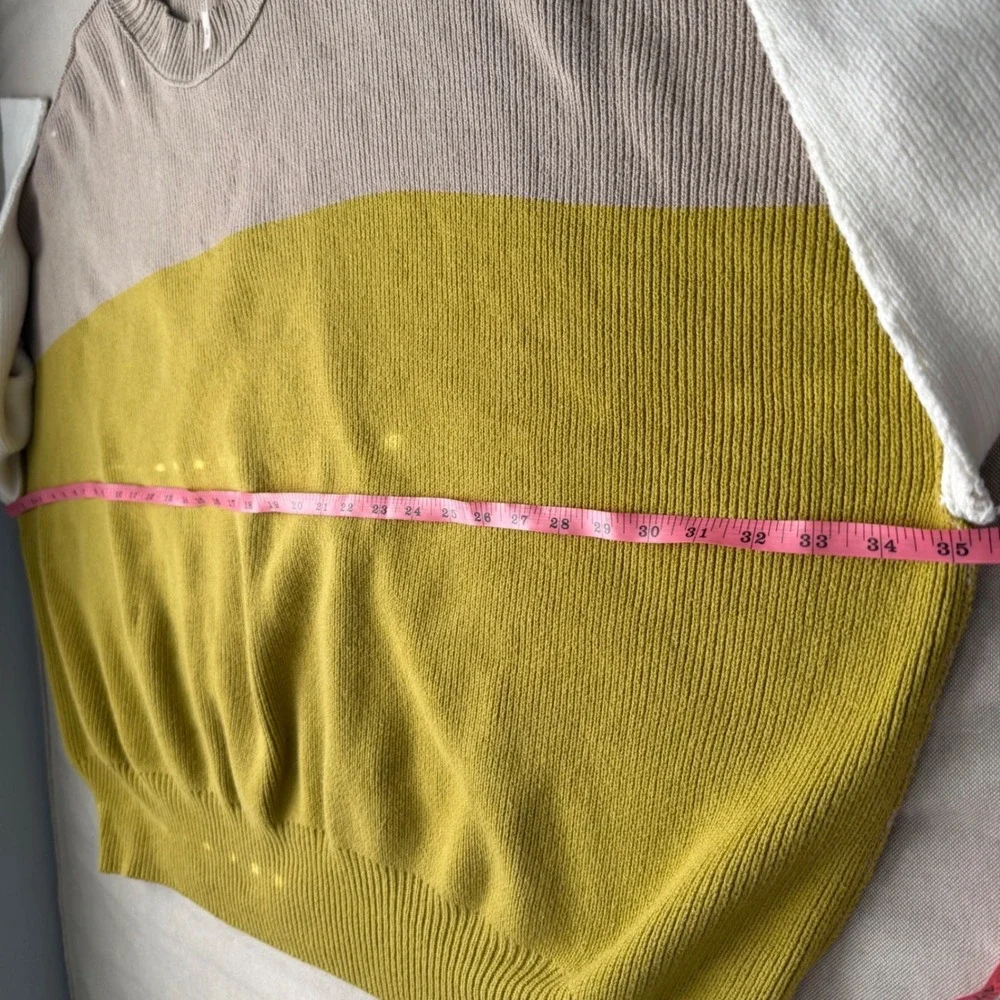Free People Easy Street Colorblock Ribbed‎ Oversized Sweater Chartreuse Large